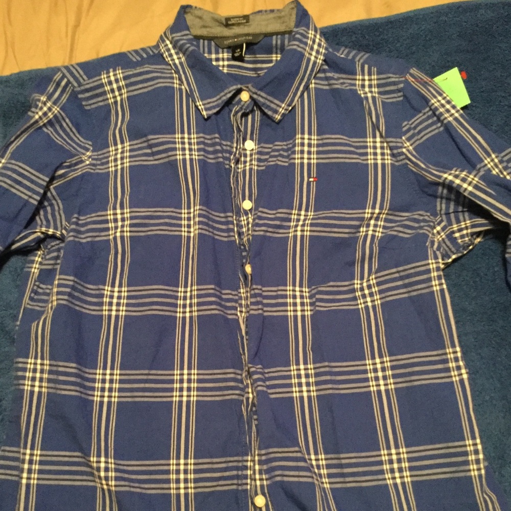 Blue Plaid, Tommy Hilfiger button down, size L